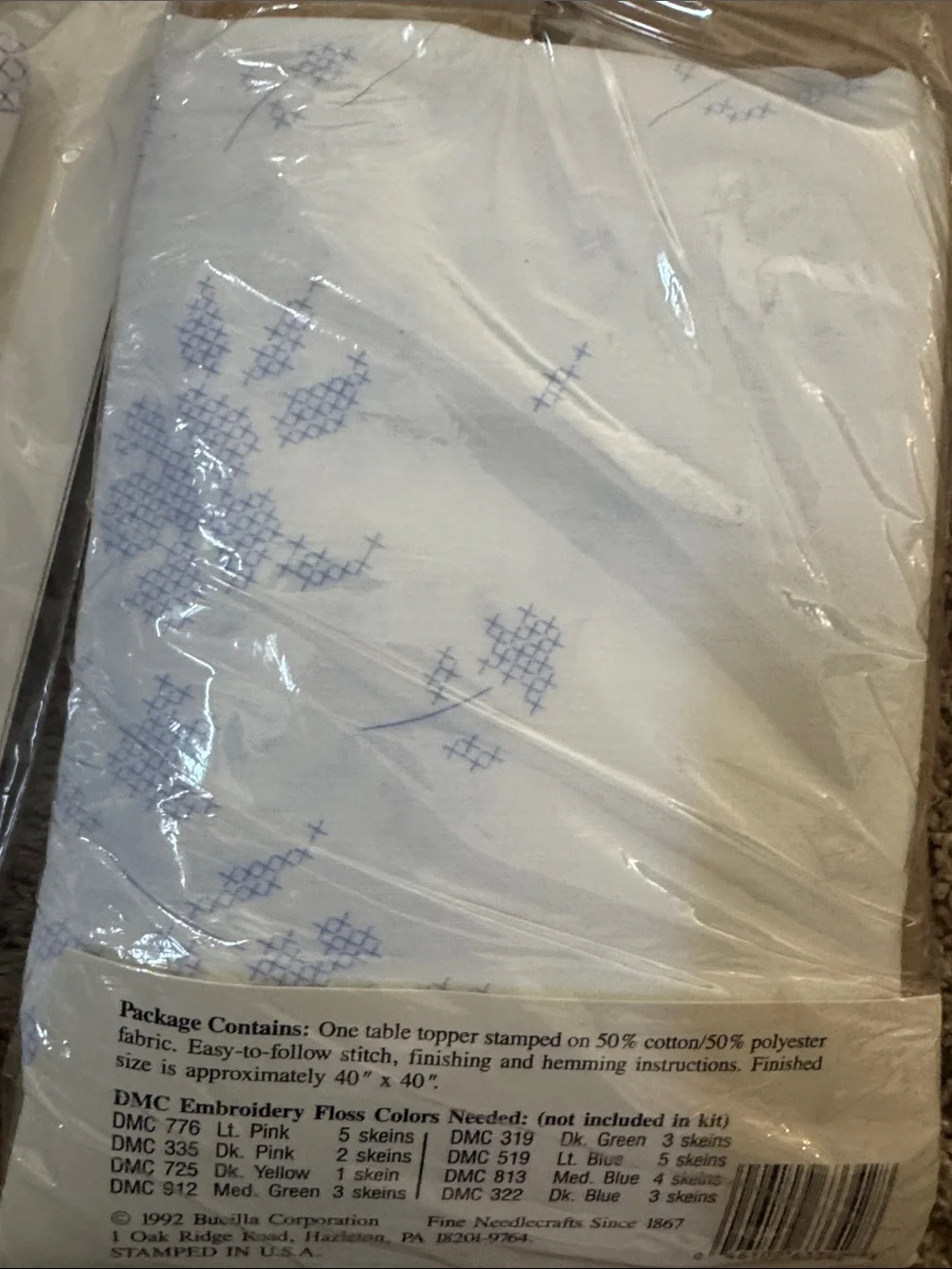 2 Bucilla Special Edition White Embroidered Table Topper Floral cross stitch Kit